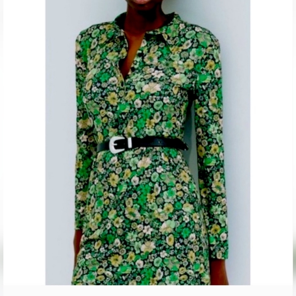 zara green floral mini dress Zara Cross Waist Jersey Dress-Hunter Green, Ikat main image 0